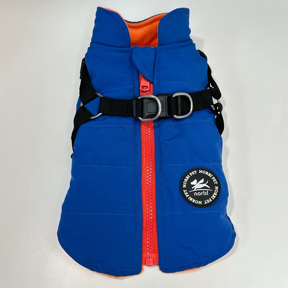 NORBI Pet Warm Dog Winter Coat Jacket with Built-in Harness XS Blue Oran…